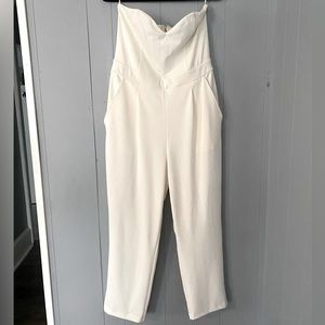 Express White Cream Strapless Jumpsuit